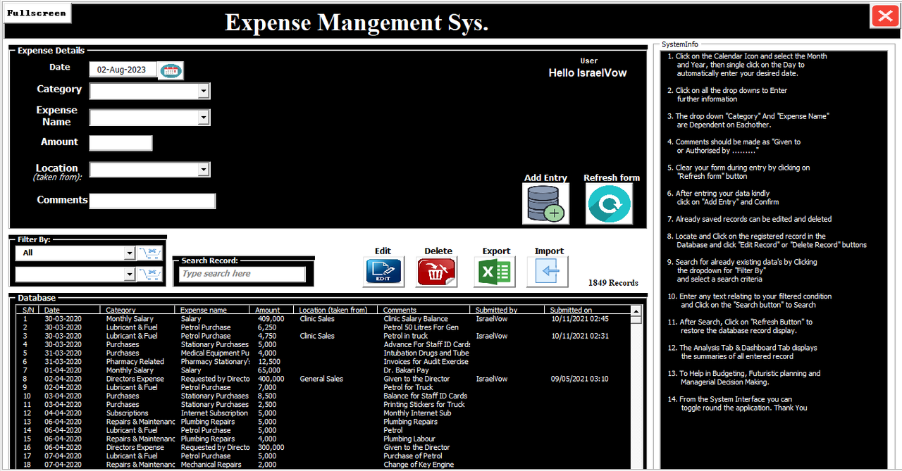Israel Josiah | Expense Management System: VBA Coding with real-time ...