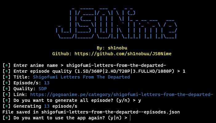 JS0Nime in action JS0Nime Screenshot