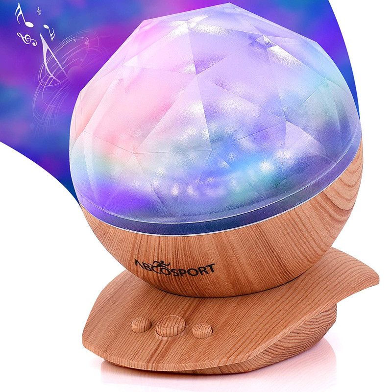 Abco Tech Beruhigende Aurora Borealis Led Nachtlicht Projektor Holzmobel Look Ebay