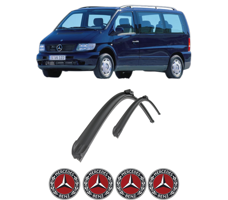 Set stergatoare auto MERCEDES-BENZ V-CLASS Van (638/2) din 1996-2003, pentru parbriz auto, 2 bucati, Bosch Aerotwin Retro Truck, din cauciuc siliconat rezistent, 4 Stickere Auto MERCEDES-BENZ