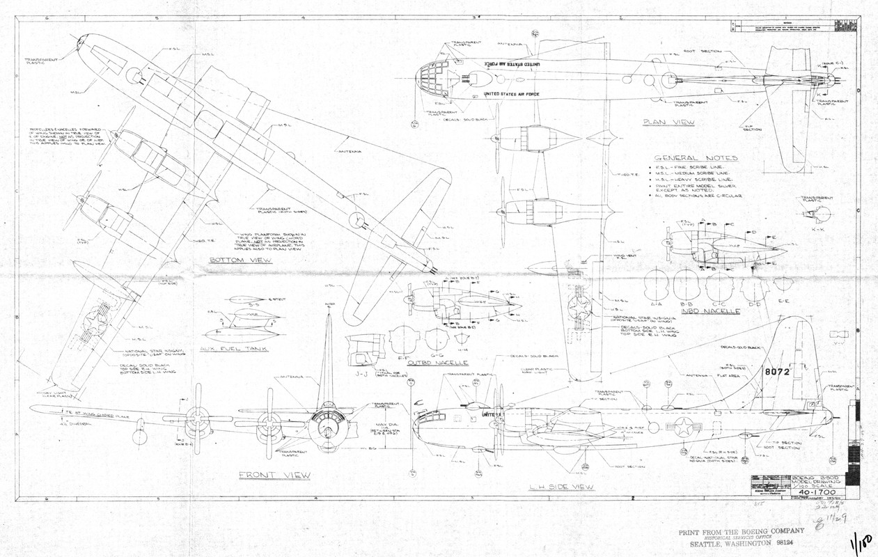 Boeing B-50D Model Drawing - RDowney