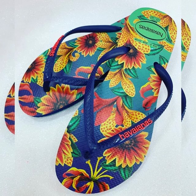 Chinelo Slim Floral, Havaianas, Feminino