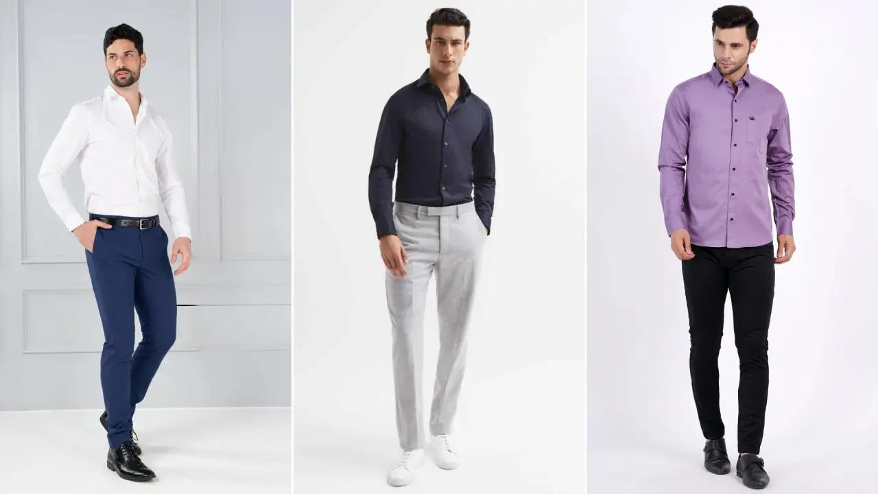 Understated Charcoal And Light Blue Outfits
