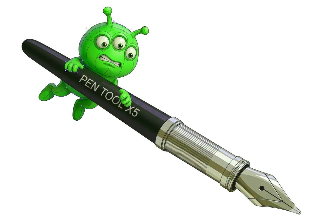 Alien editor holding pen tool