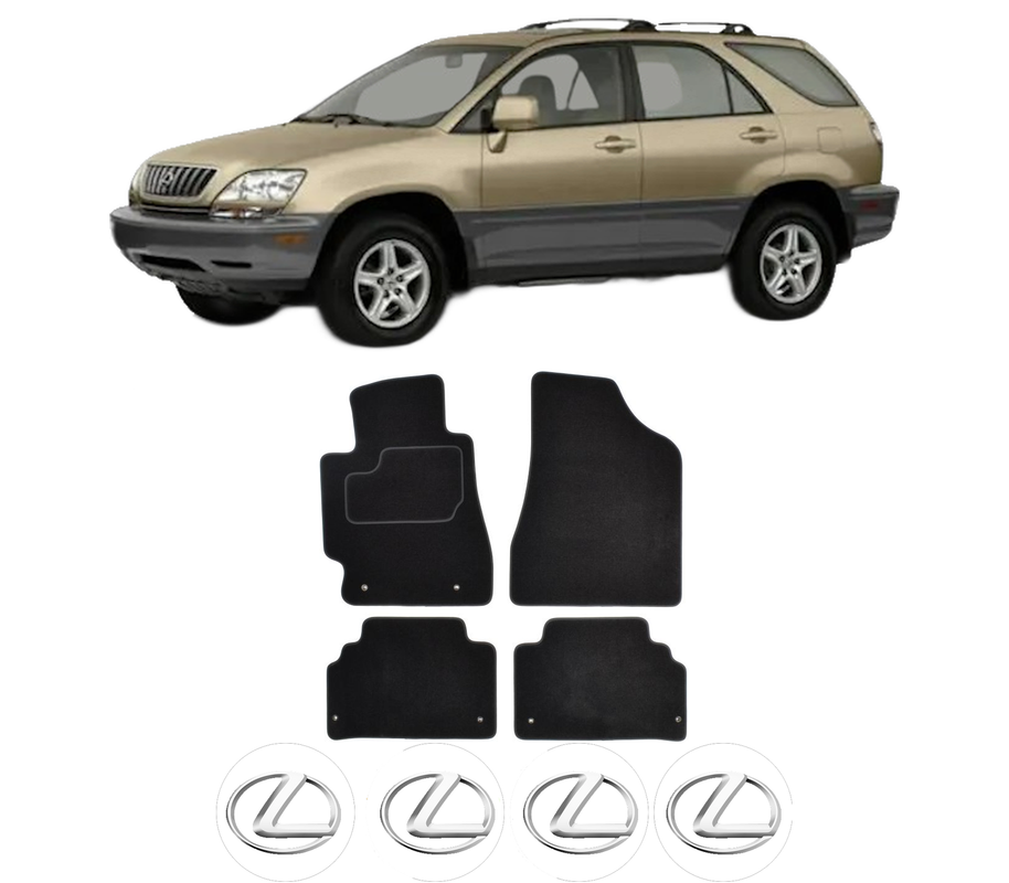 Set Covorase Presuri LEXUS RX (_U3_) din 2003-2008, Auto, Material Textil Mocheta, 4 Stickere auto cu LEXUS