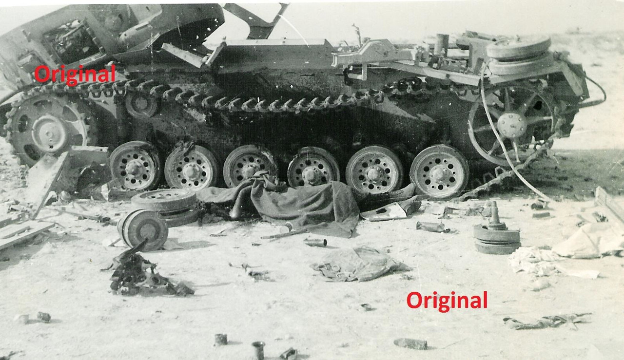 Foto Technik explodierte Panzer Tank Wüsten Char