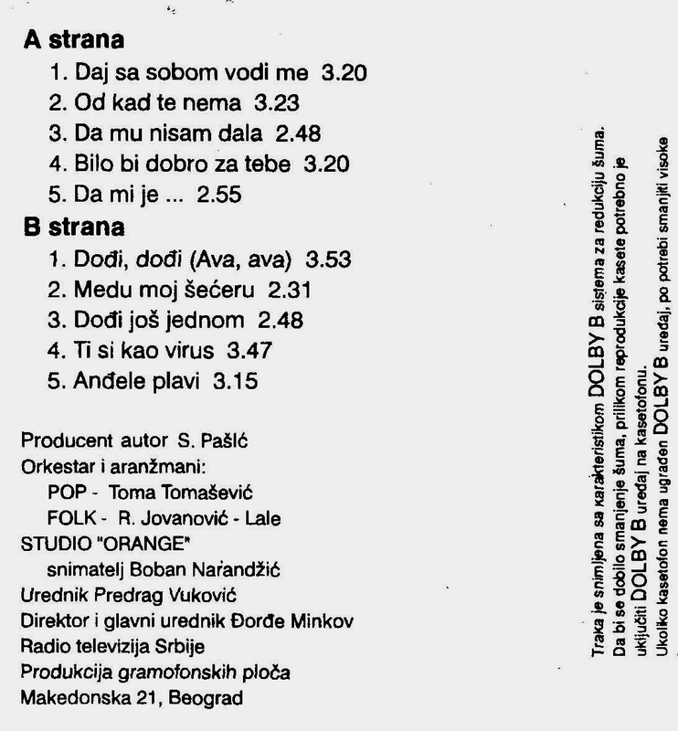 Branka Sovrlic - 1995 - Medu moj seceru - kaseta