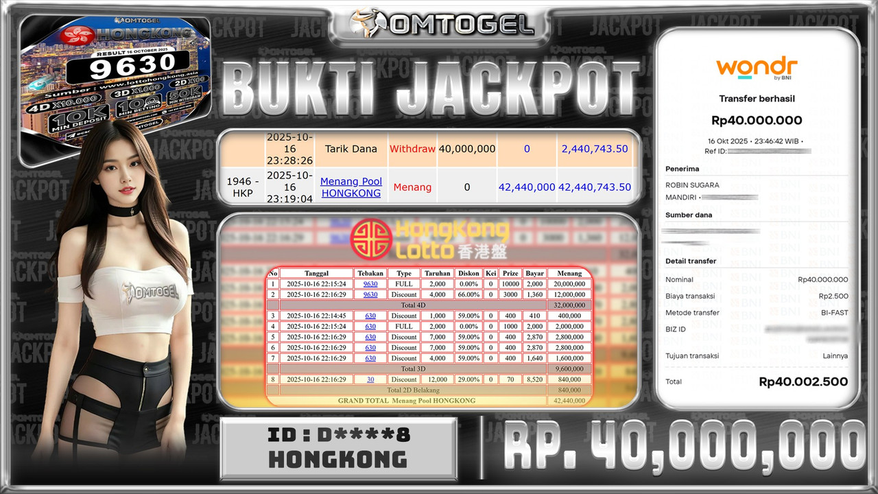 OMTOGEL JACKPOT HONGKONG 4D 3D 2D 40 JUTA DI BAYAR LUNAS ,-