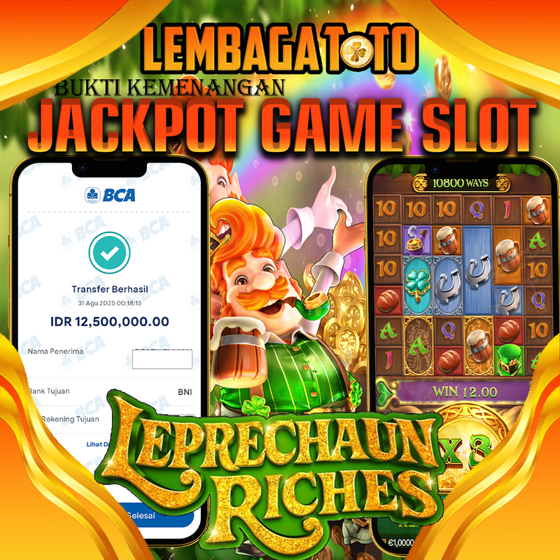 BUKTI JACKPOT 01 SEPTEMBER LEMBAGATOTO LEPRECHAUN RICHES  Rp.12.500.000,- LUNAS