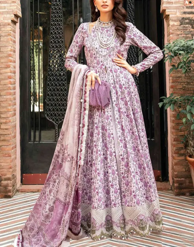 All-Over Print Embroidered Lawn Suit 2025 with Chiffon Dupatta