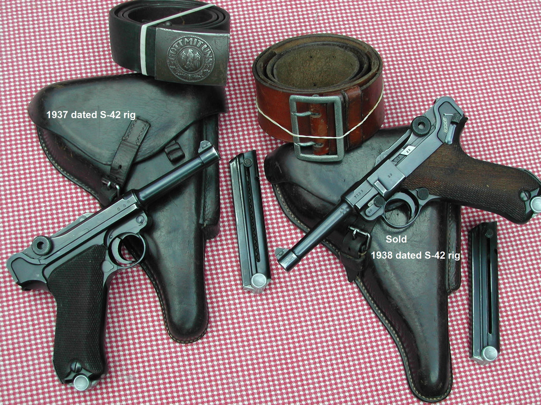 1937 and 1938  S 42  P08s both have two matching magazines holsters