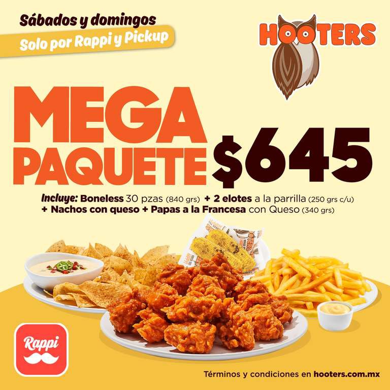 Hooters - Rappi y Pick Up | Leer Descripción 
