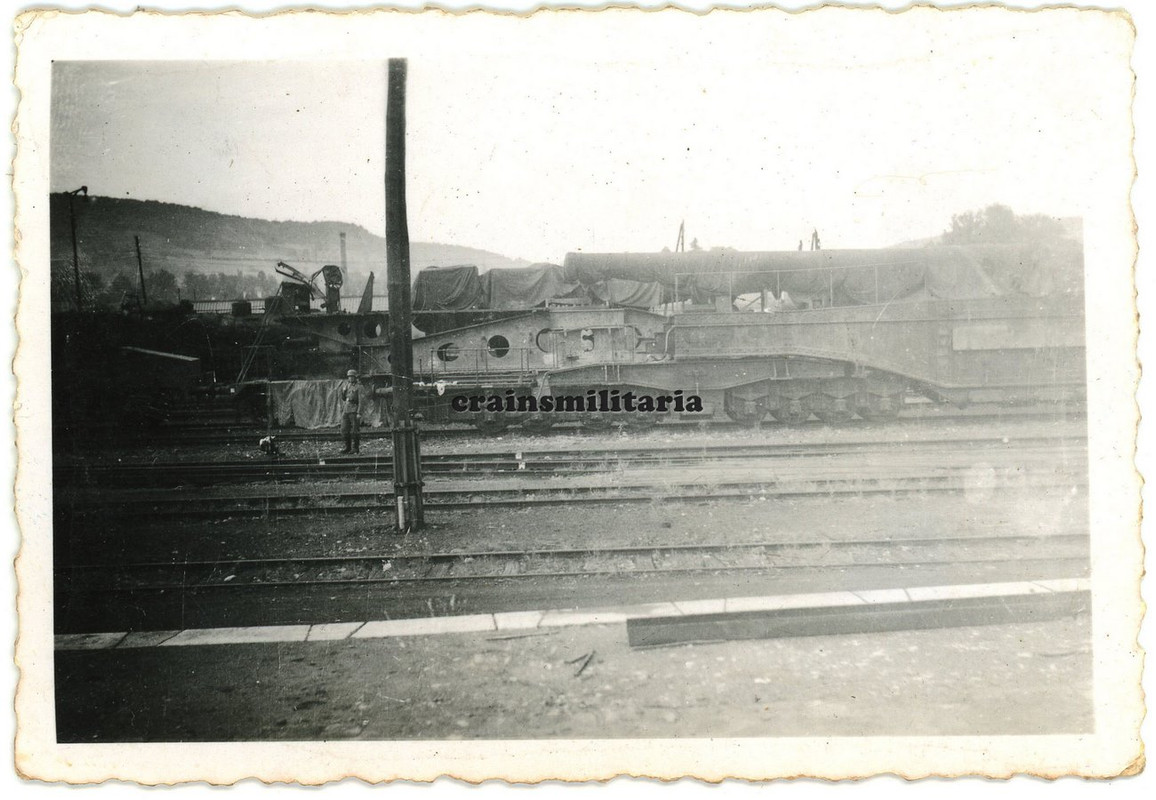 Orig. Foto franz. Beute 34 cm Eisenbahngeschütz Artillerie in Frankreich 1940