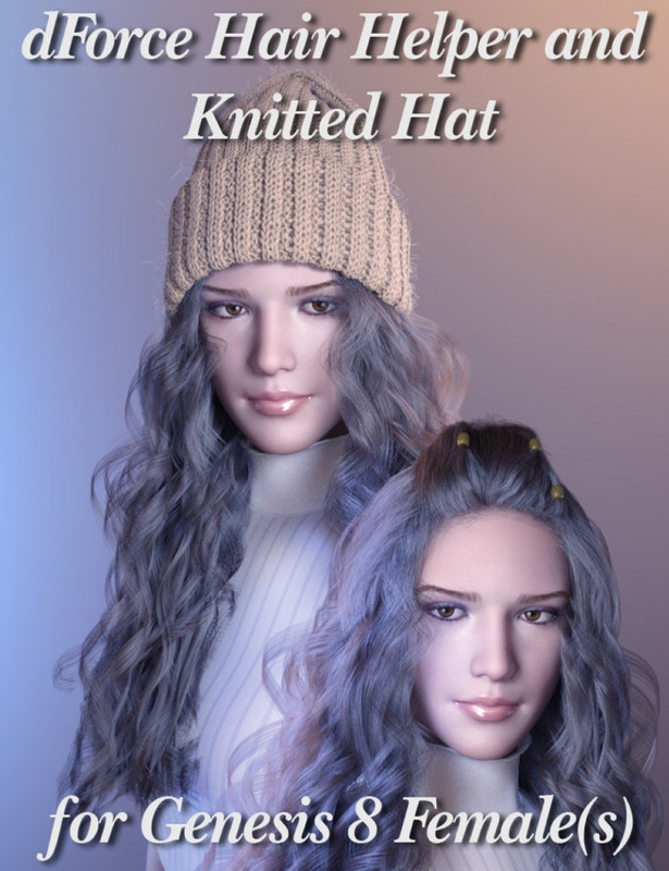 dforce hair helper and knitted hat 00 main daz3d 1