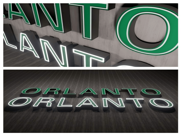MLC-13-F metal 3D luminous letter side view