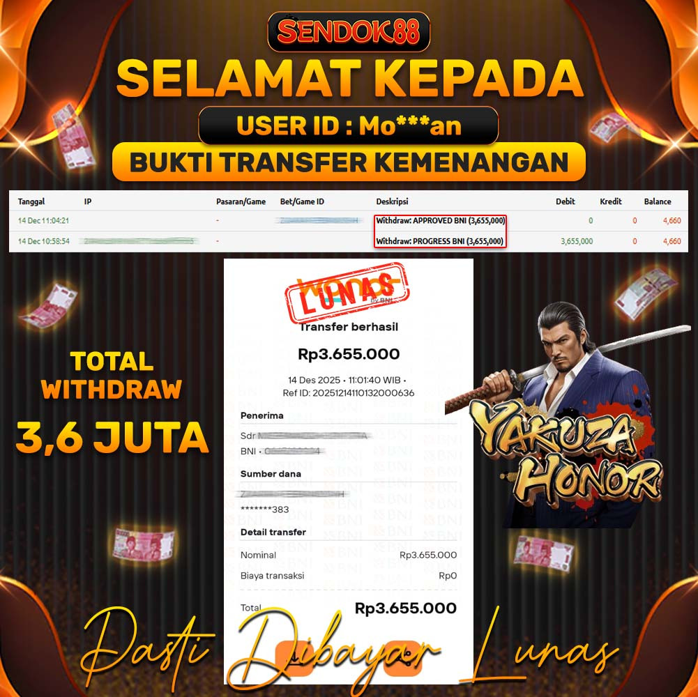 SENDOK88 JEPE! YAKUZA HONOR Rp 3.655.000,- LUNAS!