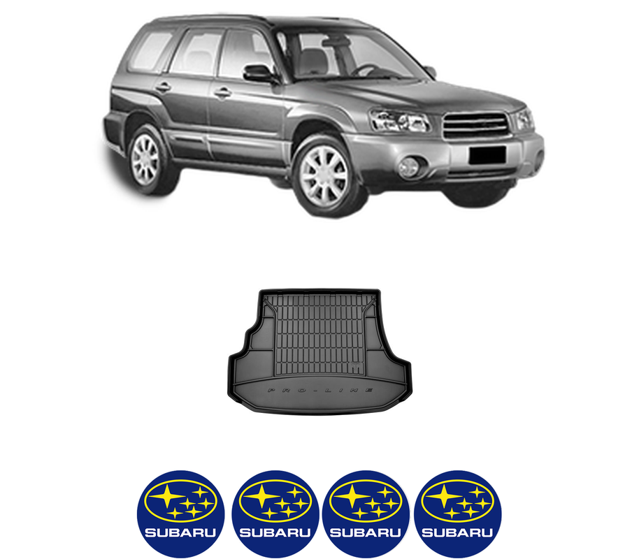 Tavita Portbagaj SUBARU FORESTER (SG_) din 2002-2008, Protectie Portbagaj Auto, 4x Stickere auto cu SUBARU