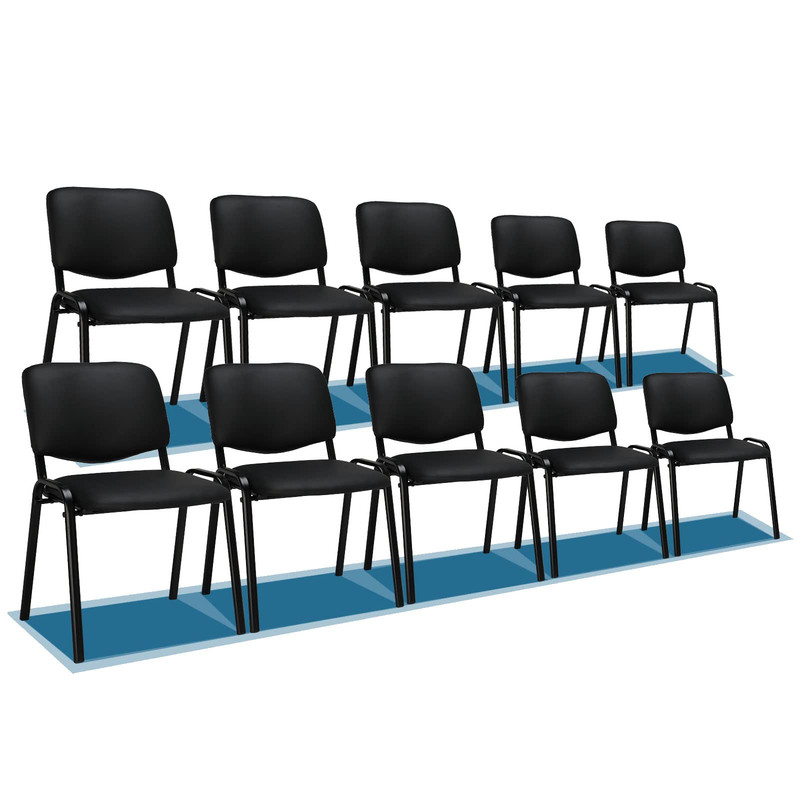 VINGLI Waiting Room Chairs 10 Pack PU Church Chairs Conference Stackable Set Office Guest Recept