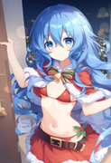 1girl, yoshino (date a live), blue eyes, blue hair, small breasts,  santa costum s-1164114726
