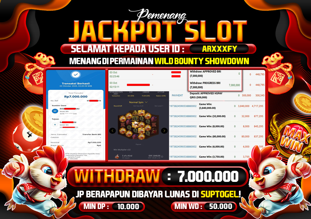  BUKTI KEMENANGAN 03 OCTOBER 2025 MENANG DI PERMAINAN  SLOT WILD BOUNTY SHOWDOWN 7 JUTA