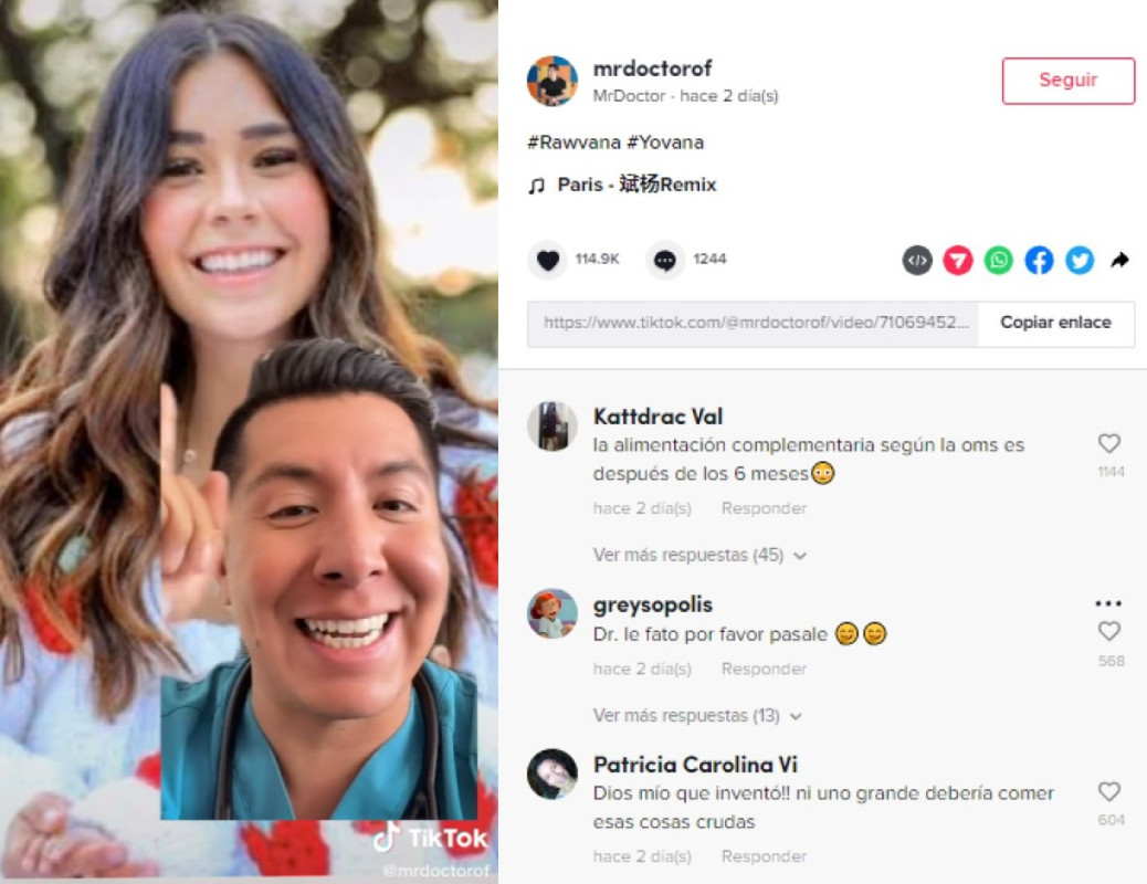 Médico acusa a influencer de atentar contra su bebé, le dio hígado crudo