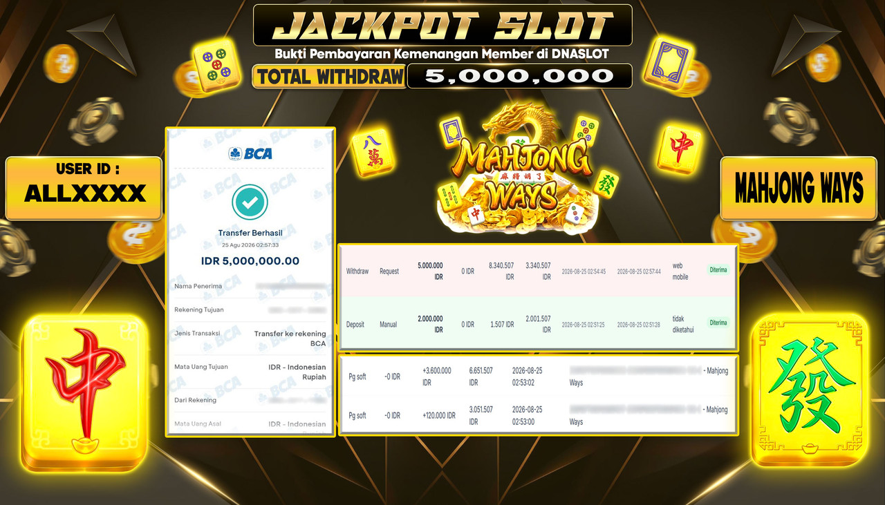 JACKPOT SLOT MAHJONG WAYS 1  25 AGUSTUS 2026