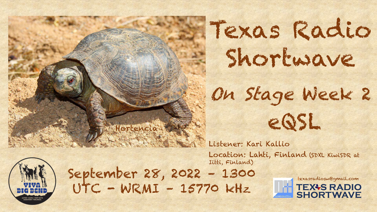 TRSW - 2022 Viva Big Bend Week 2 Rebroadcast (15770 kHz) eQSL_WRMI - Kallio