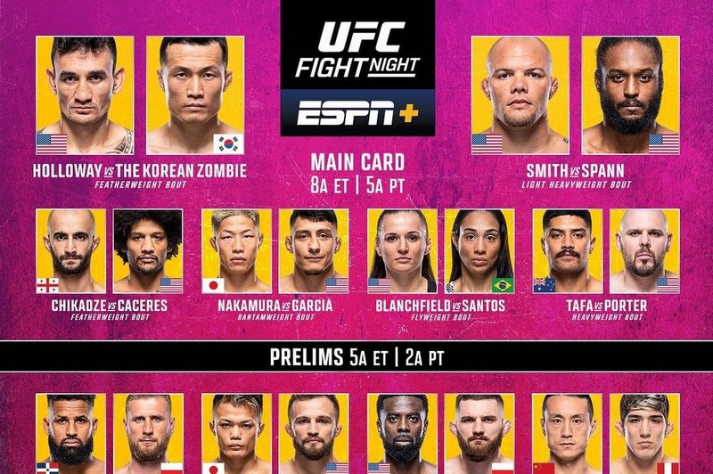 Резултати от UFC Fight Night: Холоуей - Корейското зомби