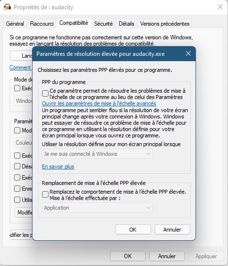 Compatibilité programme
