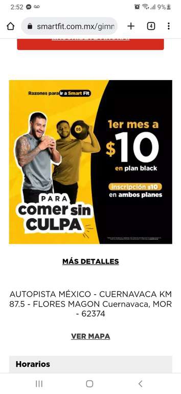 Smartfit: inscripción $10+ primera mensualidad $10 Plan Black 
