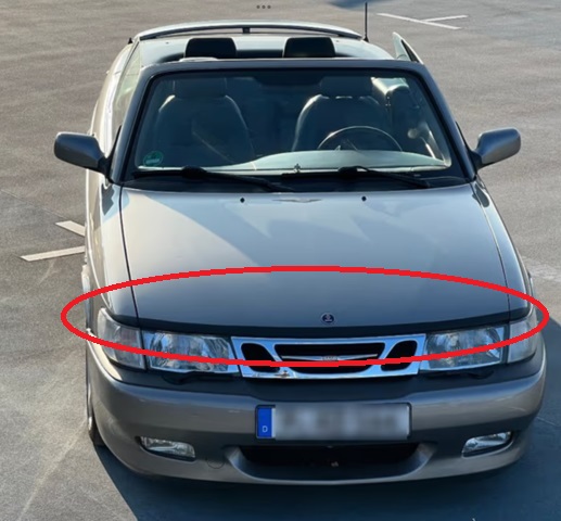 Saab zwarte rand motorkap B