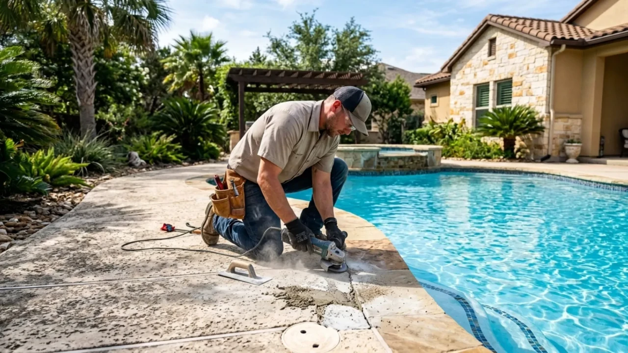 Pool deck repair contractor working in San Antonio