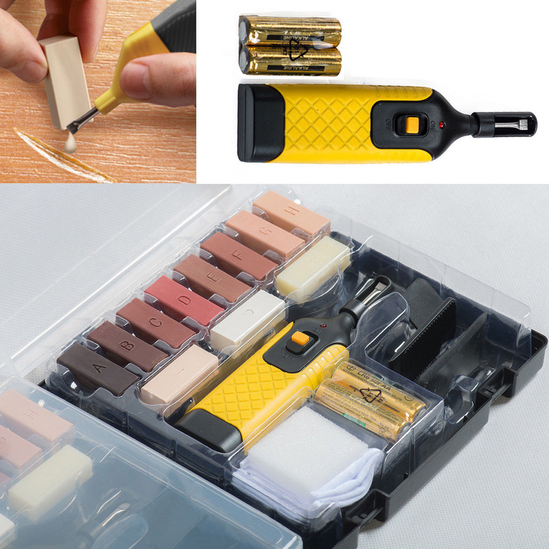 19pc Laminate Floor Worktop Repair Kit Wax System Sturdy Case