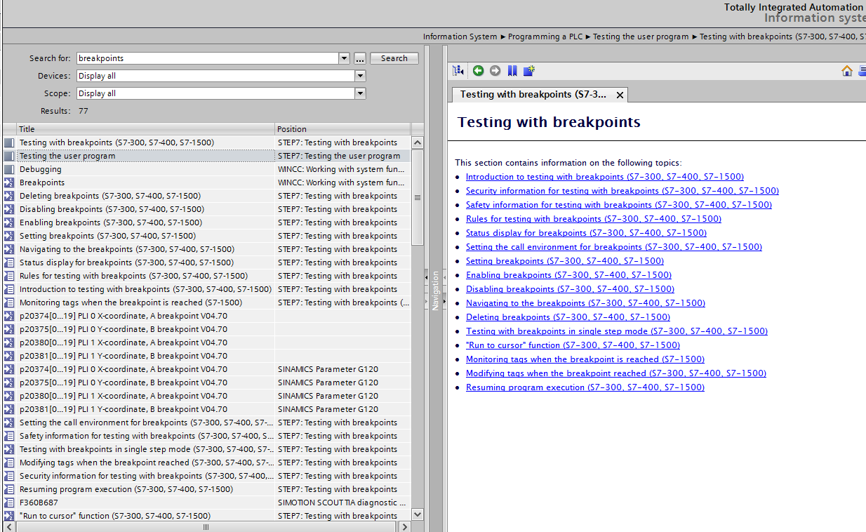 Breakpoints in Tia portal V15.1 Breakpoints in Tia portal V15.1