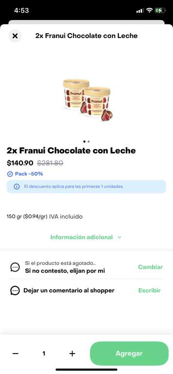 Rappi Turbo: Franui 2x1 en primer pedido