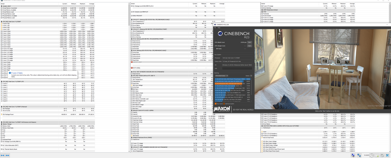 i7-12700kf 4.9ghz (all p.core) 1.252v - 3600 mhz ram (CINEBENCH R23)