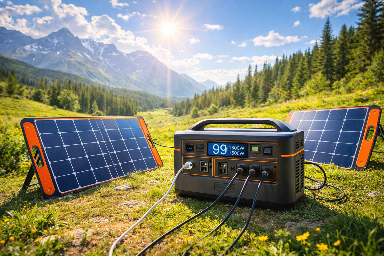 Estación de energía con panel solar