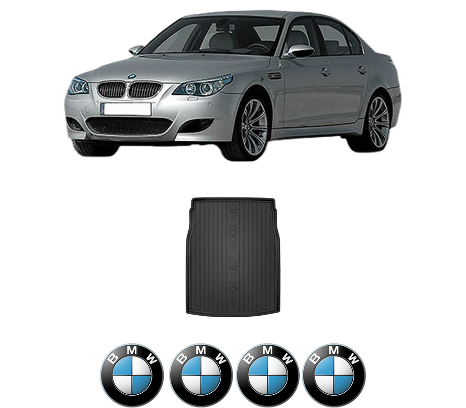 Tavita Portbagaj BMW Seria 5 (E60) din 2001-2010, Protectie Portbagaj Auto, 4x Stickere auto cu BMW
