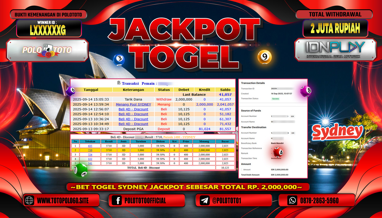 POLOTOTO JACKPOT TOGEL POOL SYDNEY Rp.2.000.000,-LUNAS