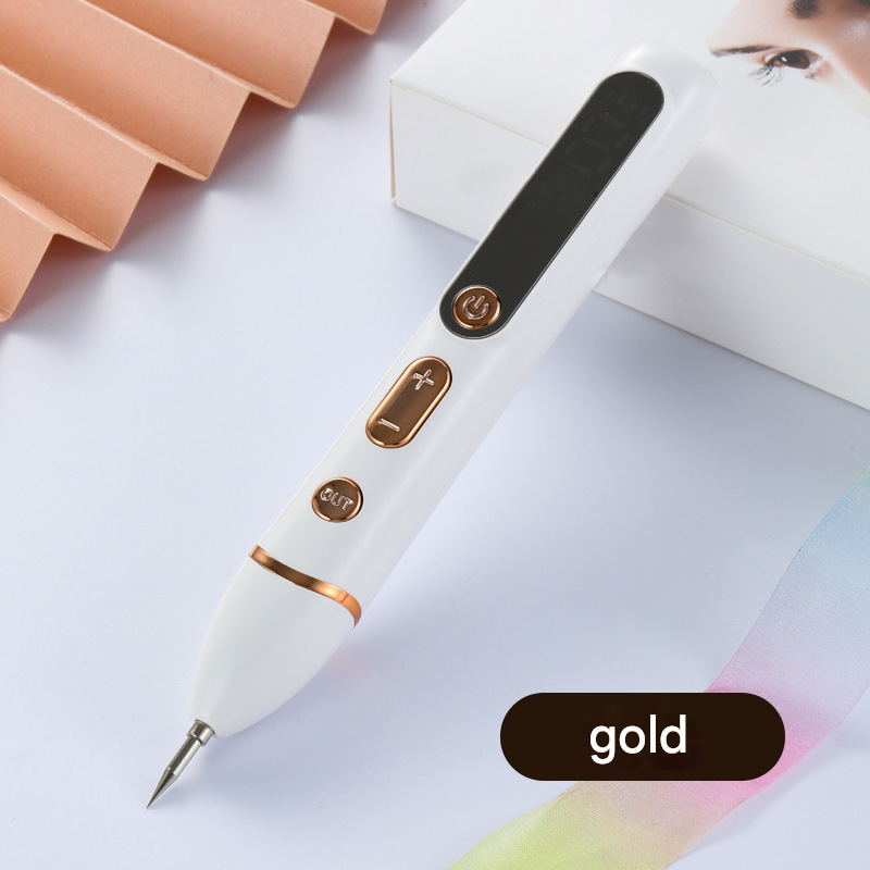 Professional Electric Mole & Dark Spot Remover Pen - Advanced Plasma Ion Technology for Seamless Skin Tag & Freckle Removal (Gold)