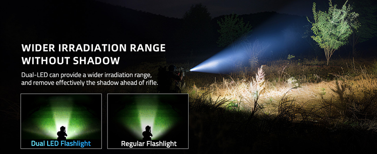 EZSHOOT 2000 lumen dual LED rifle light front view