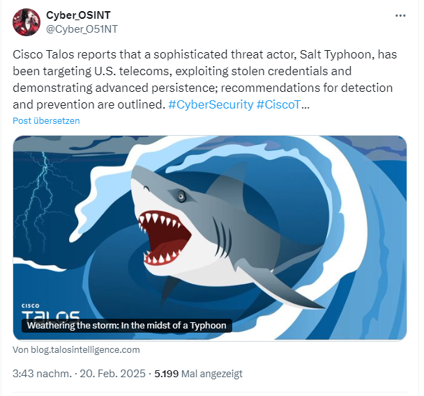 Salt Typhoon-Angriffe gegen US-Unternehmen