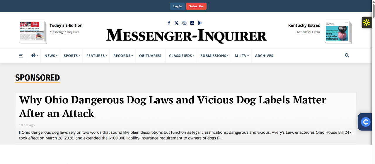 Screenshot of The Messenger-Inquirer