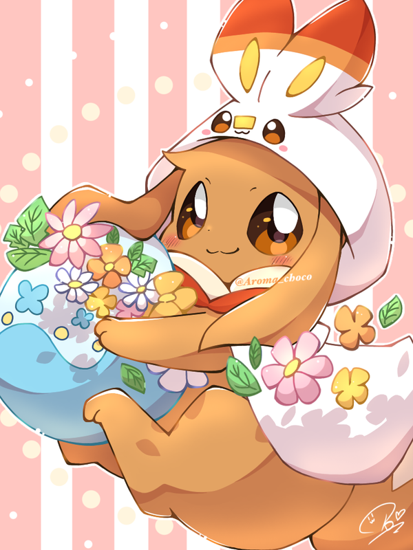 eevee-and-scorbunny-pokemon-drawn-by-aro