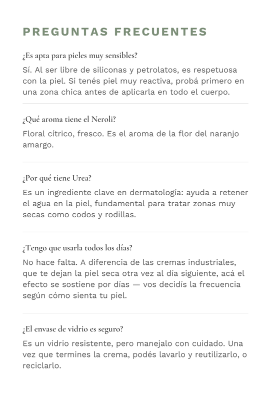Preguntas frecuentes &mdash; Crema Corporal Neroli