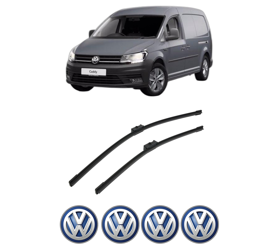Set stergatoare auto Volkswagen CADDY III Box Body/MPV (2KA, 2KH, 2CA, 2CH) din 2004-2015, pentru parbriz auto, 2 bucati, Bosch Aerotwin, din cauciuc siliconat rezistent, 4 Stickere Auto Volkswagen