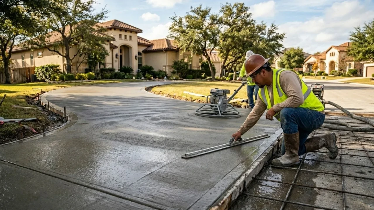 Concrete Driveway Pour Finishing San Antonio