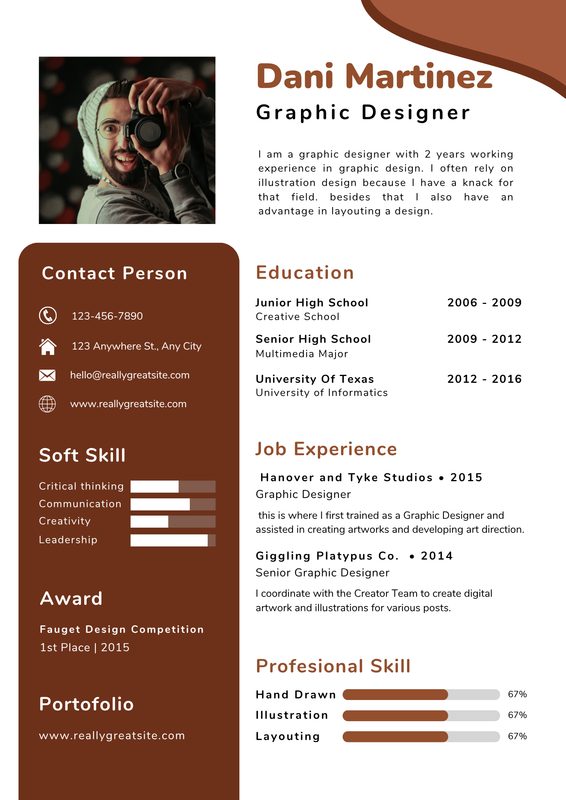 Photographer-Professional-Brown-Modern-Resume preview