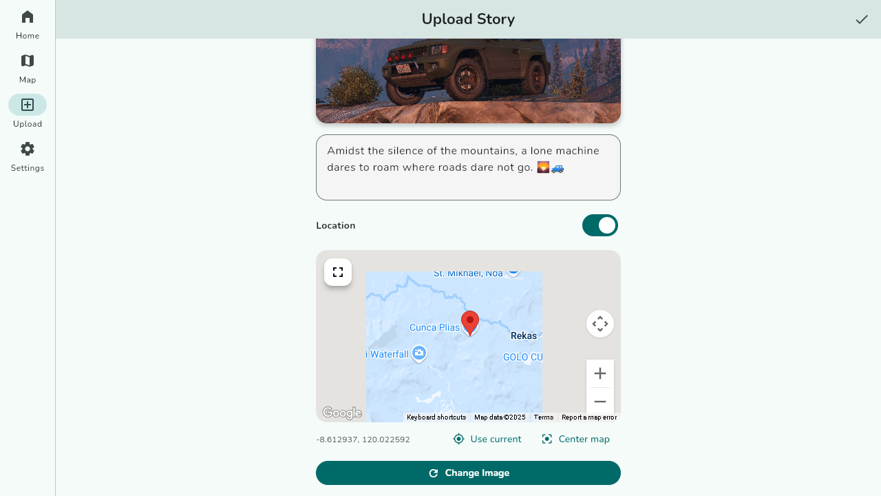 Upload Story Screen Filled Bottom