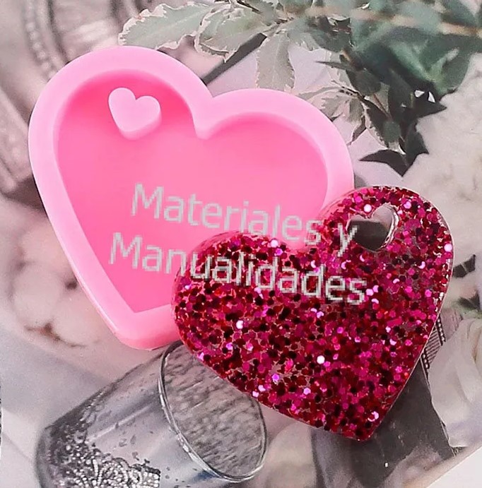 Molde silicona para resina epoxica lllaveros de corazón